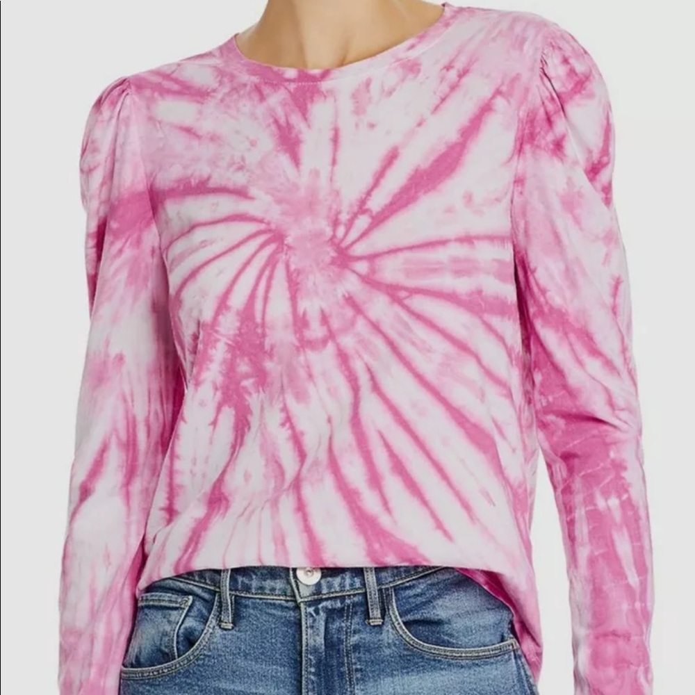 Generation love pink tie dye puff sleeve tee shirt
